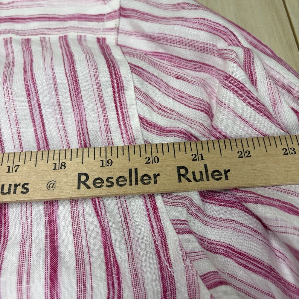 Tommy Bahama Mens 100% Linen Button Up Striped Shirt Large Long Sleeve Red White - Picture 14 of 14